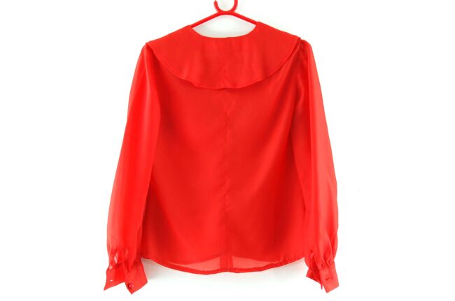 Back of 70s Red Flounce Blouse