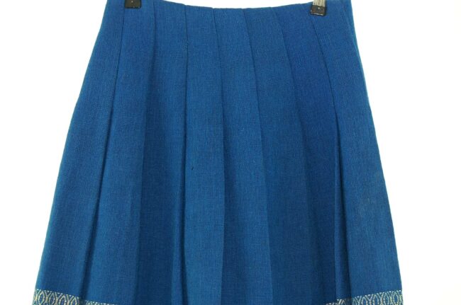 Close up of 60s Blue Wool Skirt