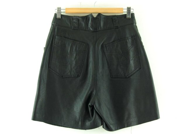 Back of Womens Black Leather Shorts