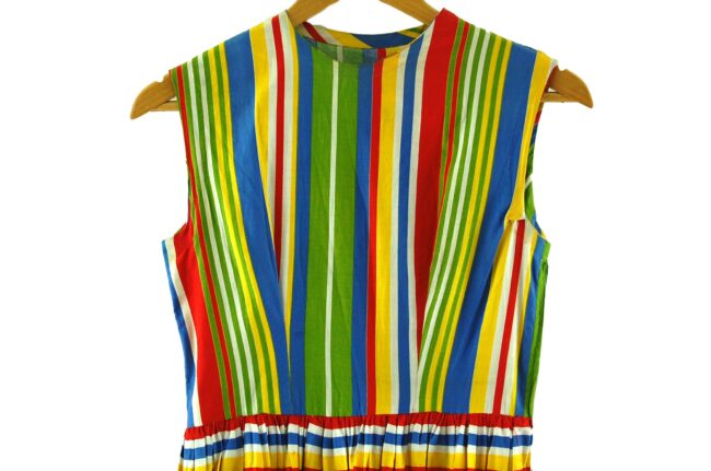 Close up of Multicoloured Stripes 50s Dress