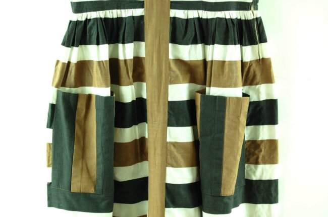 Close up of Black and Brown Striped 50s Dress
