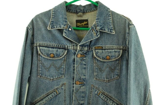 Close up of 80s Vintage Wrangler Denim Jacket