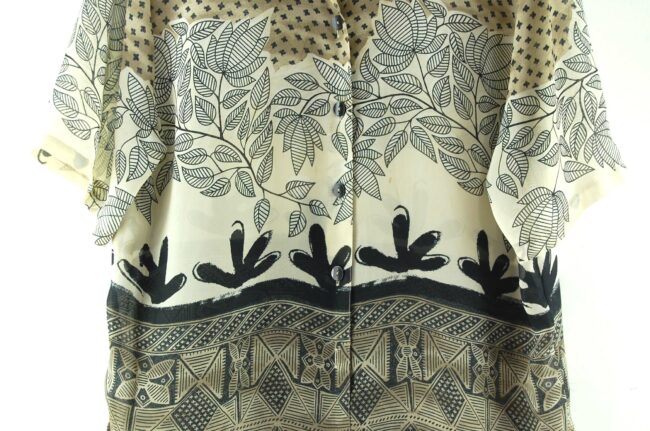Close up of 90s Leaves Print Blouse