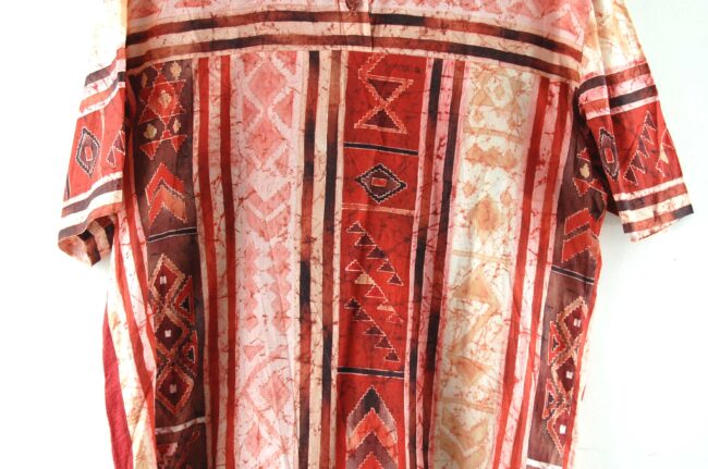 Close up of 90s Red Tribal Print Blouse