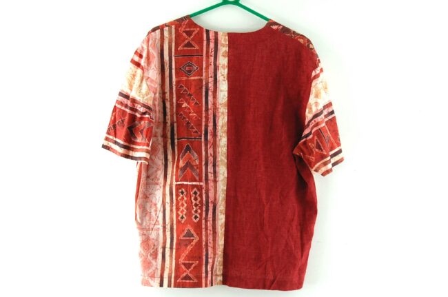 Back of 90s Red Tribal Print Blouse