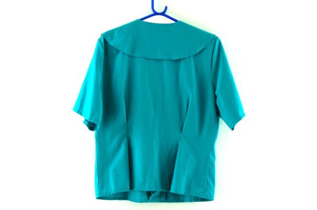 Back of 90s Turquoise Tie Neck Blouse