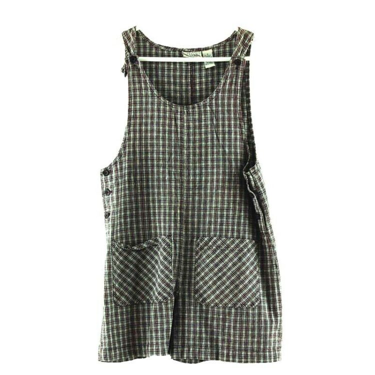 Womens Cropped Plaid Dungarees