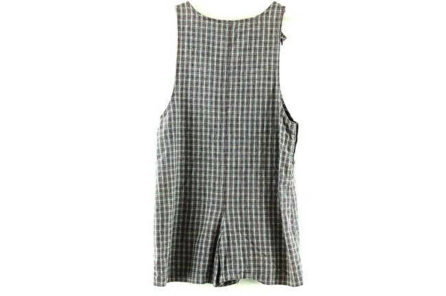 Back of Womens Cropped Plaid Dungarees