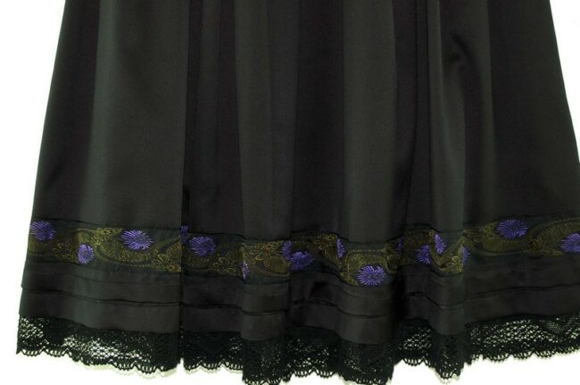 Close up of Long Black Silk Skirt