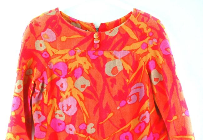 Close up of Wool Floral 70s Print Dress