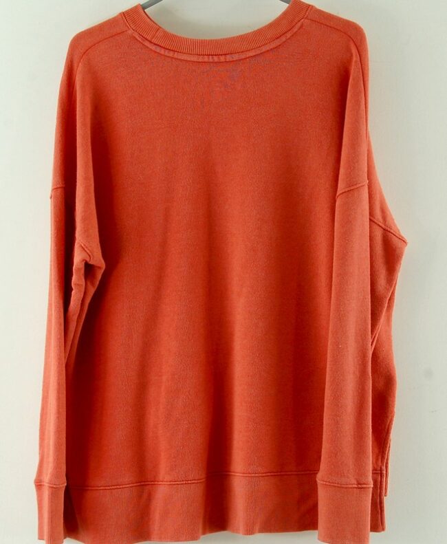 Back of Crew Neck Orange Sweatshirt Womens