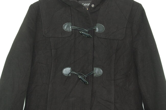 Close up of Mens Black Duffel Coat