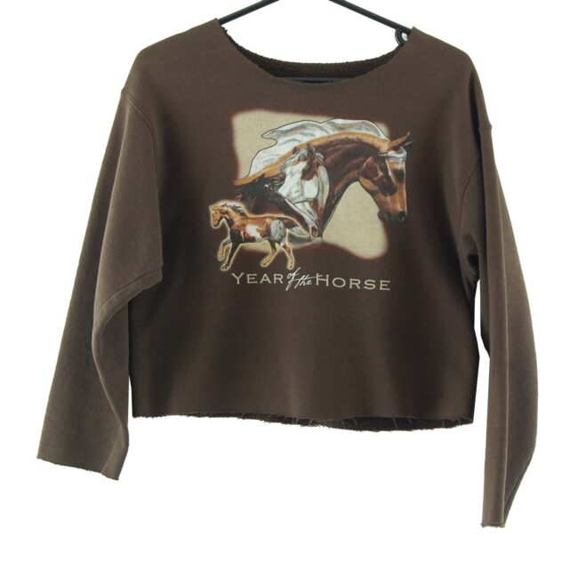 Horses Brown Crew Neck Sweatshirt