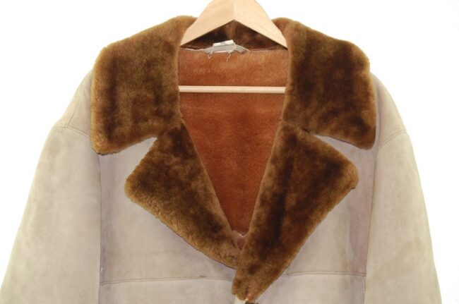 Close up of Beige Shearling Coat