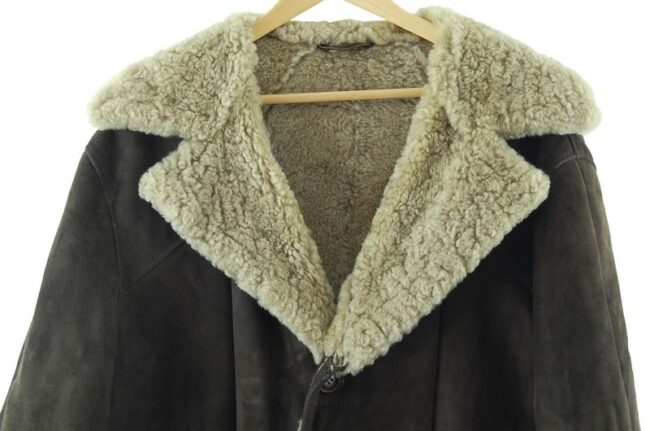 Close up of Dark Brown Shearling Coat