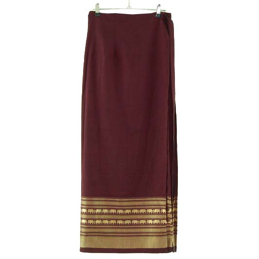 Burgundy Elephants Wrap Skirt