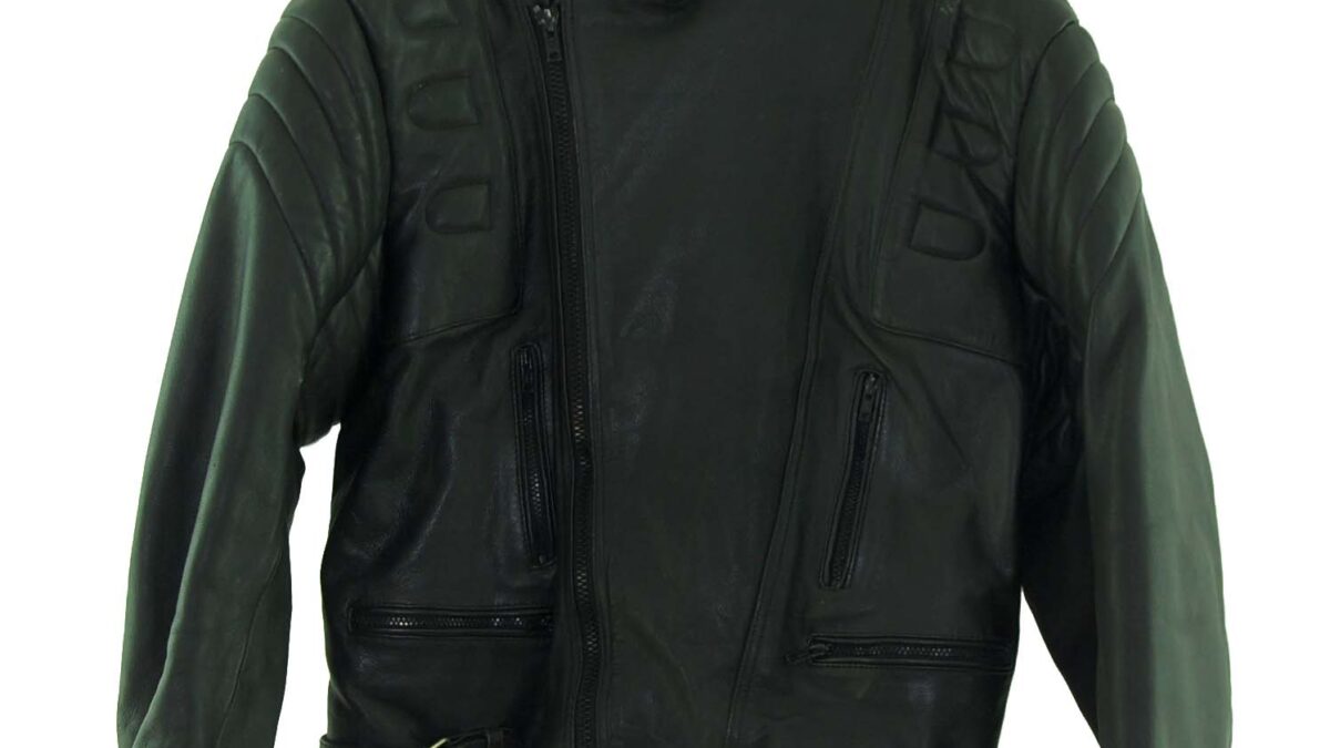 Mens Leather Motorcycle Jacket - UK M - Blue 17 Vintage Clothing