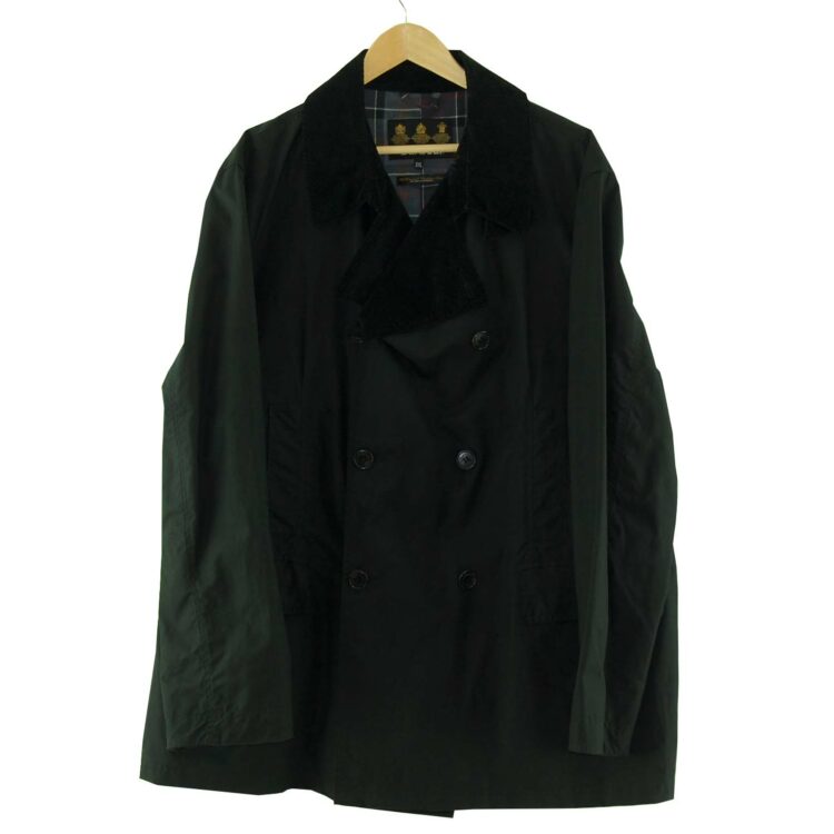 Black Waxed Cotton Barbour Hardy Peacoat