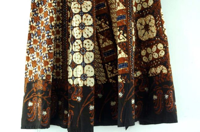 Close up of Floral Batik Wrap Skirt
