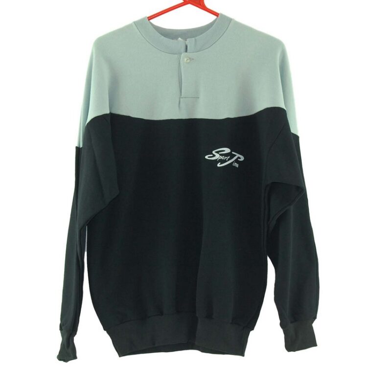 Button Up Crew Neck Sweatshirt