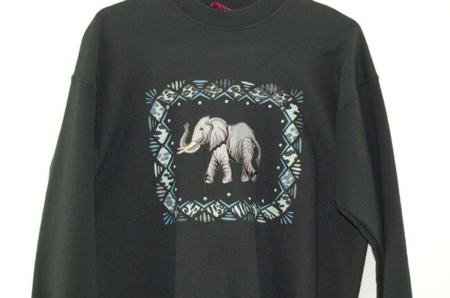 Close up of Elephant Crew Neck Sweatshirt