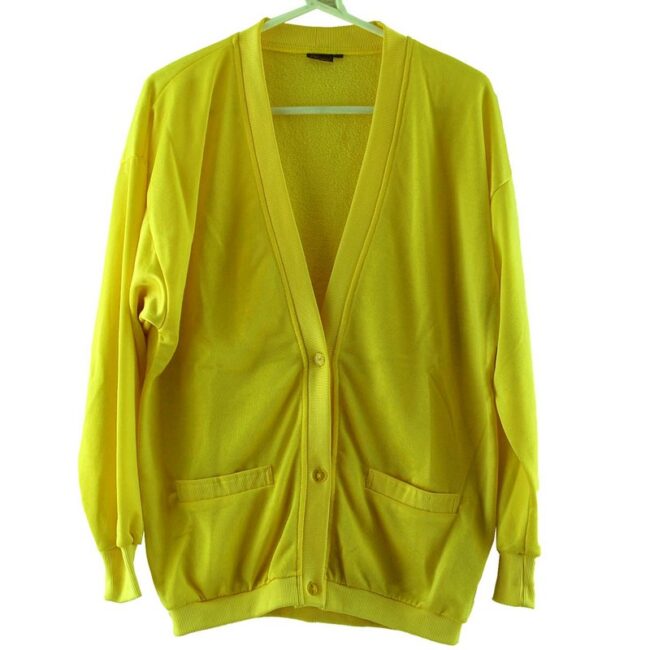 Yellow Mens V Neck Cardigan