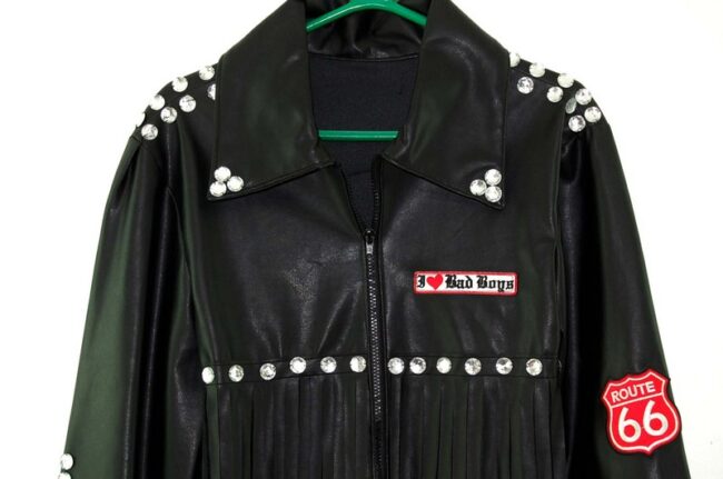 Close up of PVC Biker Jacket