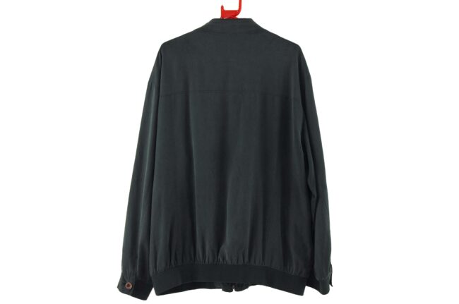 Back of Roger Kent Grey Silk Bomber Jacket