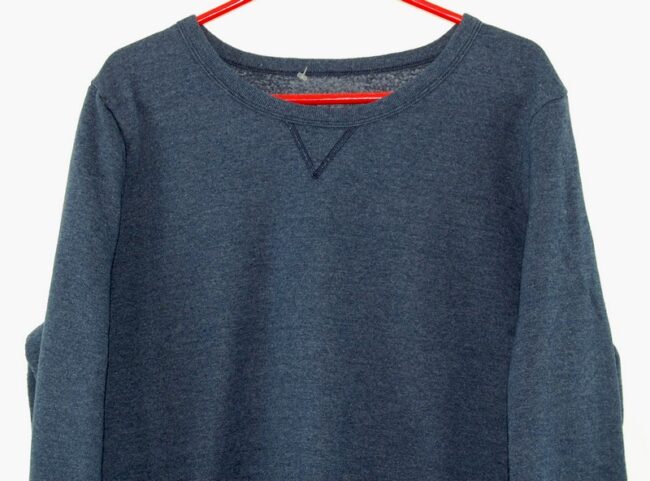 Front close up of Crew Neck Dark Blue Sweatshirt