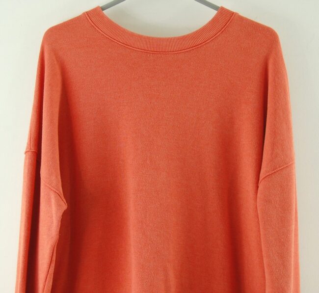 Front close up of Crew Neck Orange Sweatshirt Womens