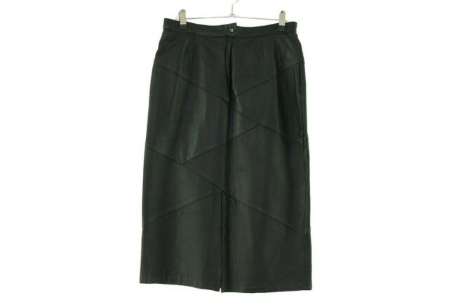 Back of Black Leather Midi Pencil Skirt