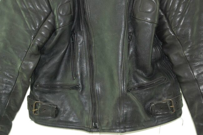 Close up of Armoured Leather Motorcycle Jacket
