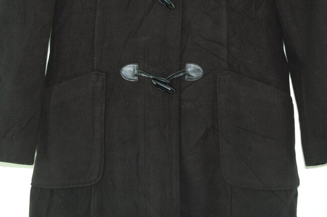 Close up of Mens Black Duffel Coat