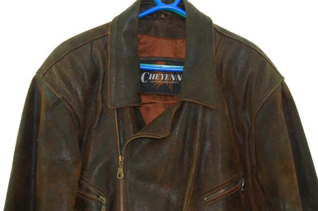 Close up of Mens Vintage Biker Jacket