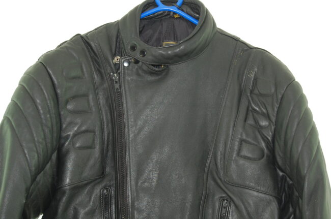 Close up of Mens Leather Motorcycle Jacket