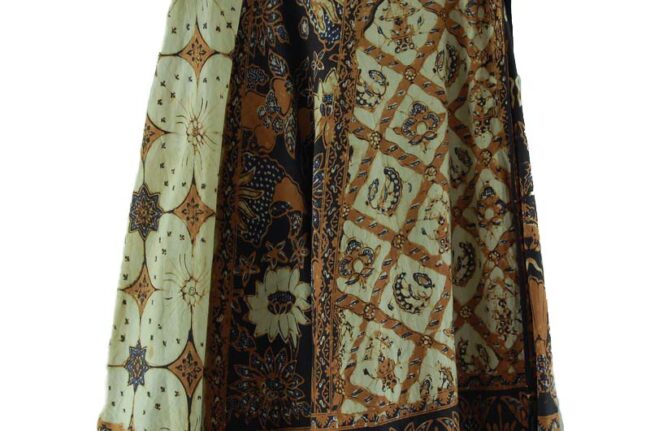Close up of Brown Batik Wrap Skirt