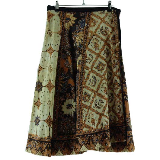 Brown Batik Wrap Skirt