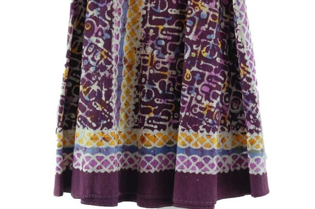 Close up of Purple Batik Wrap Skirt