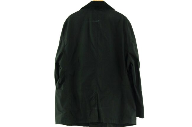 Back of Black Waxed Cotton Barbour Hardy Peacoat