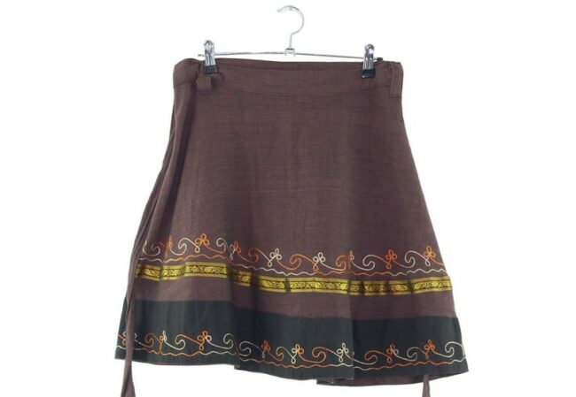 Back of Short Embroidered Wrap Skirt