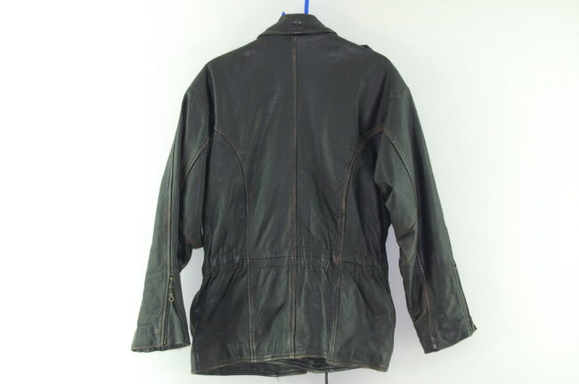 Back of Brown Leather Bike Jacket