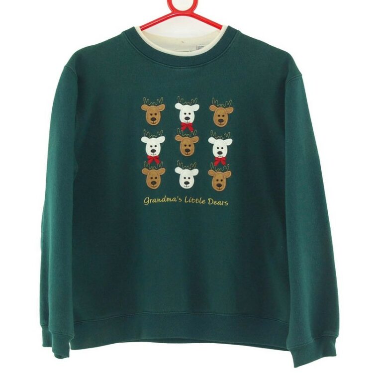 Reindeers Green Crew Neck Sweatshirt