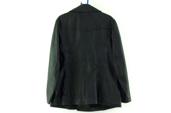 Back of Mens Black Leather Peacoat