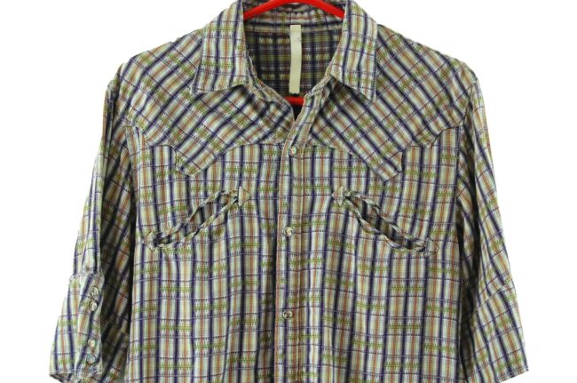 Close up of 1970s Short Sleeve Western Shirt