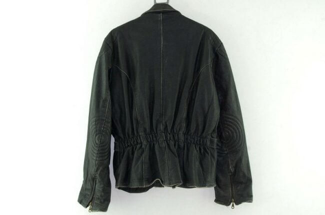 Back of Black Leather Motorcycle Jacket