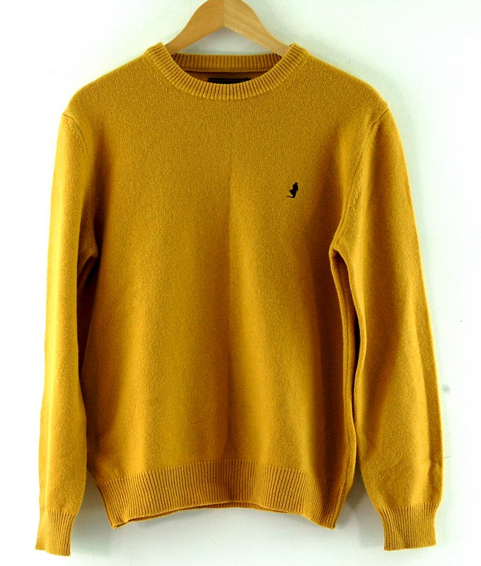 Marlboro Mustard Yellow Jumper Mens UK M Blue 17 Vintage Clothing