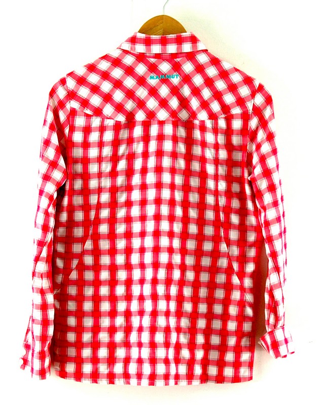 Back View Pink And White Womens Checked Mammut Shirt.
