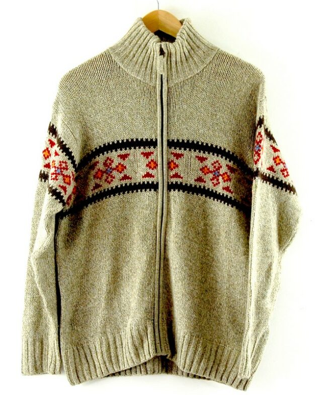 Ethnic Pattern Zip Up Kappa Sweater