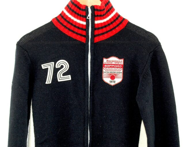 Front close up of Navy Blue Datch Sapporo 1972 Cardigan