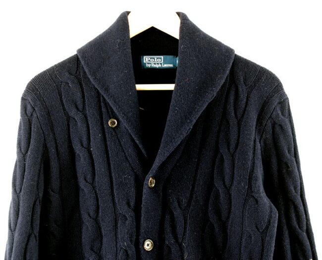 Front close up of Navy Polo Ralph Lauren Cardigan